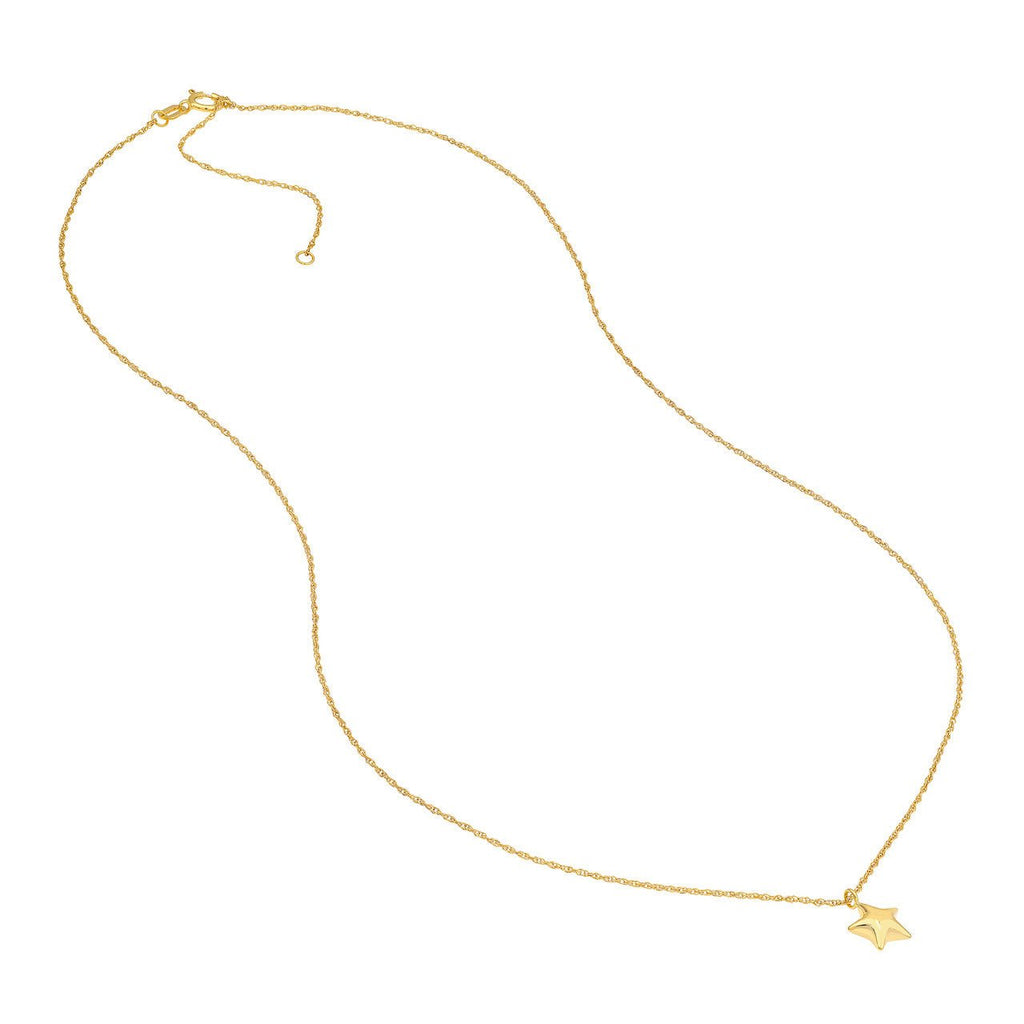 14K Gold Puff Star Pendant Necklace