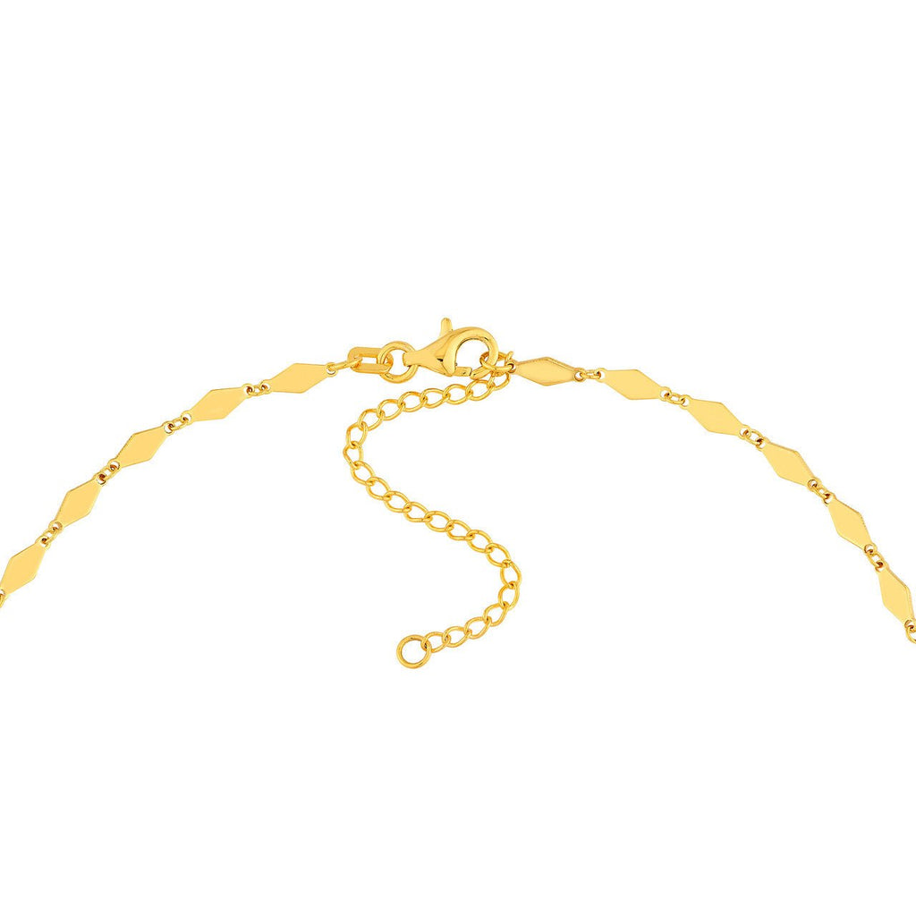 14K Gold Graduated Flat Diamond Shape Link Necklace