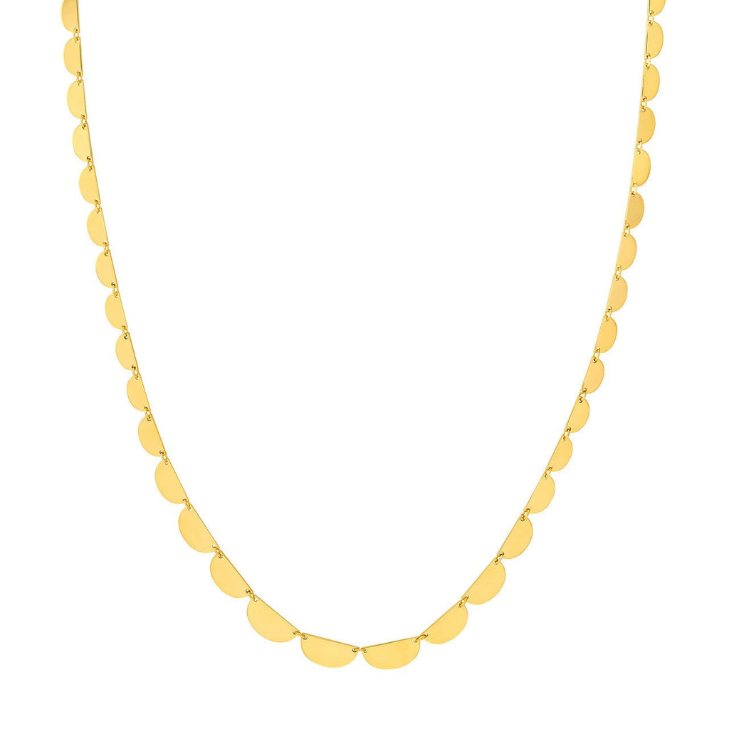 14K Gold Graduated Half Round Link Necklace
