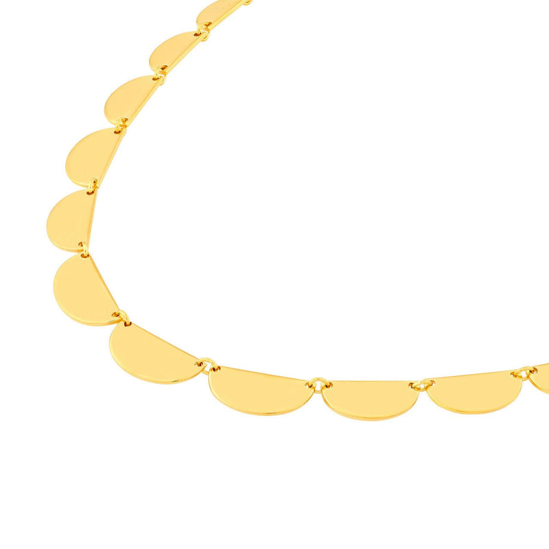 14K Gold Graduated Half Round Link Necklace