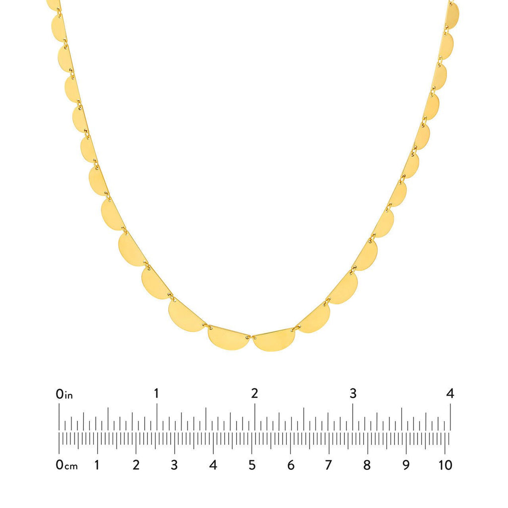 14K Gold Graduated Half Round Link Necklace
