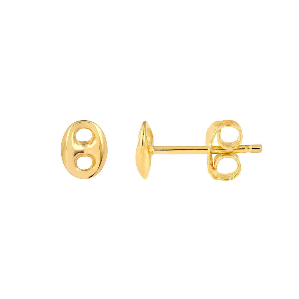 14K Gold Puffy Mariner Stud Earrings