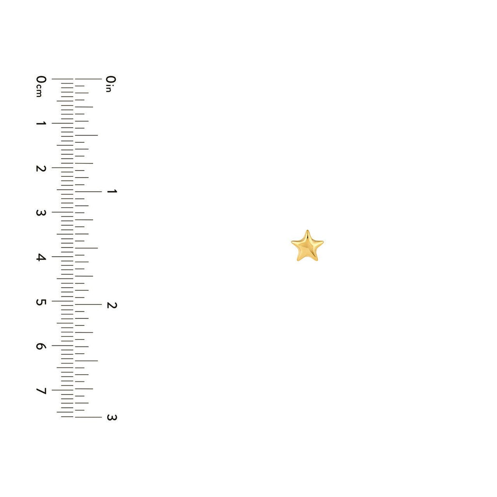 14K Gold Puff Star Stud Earrings