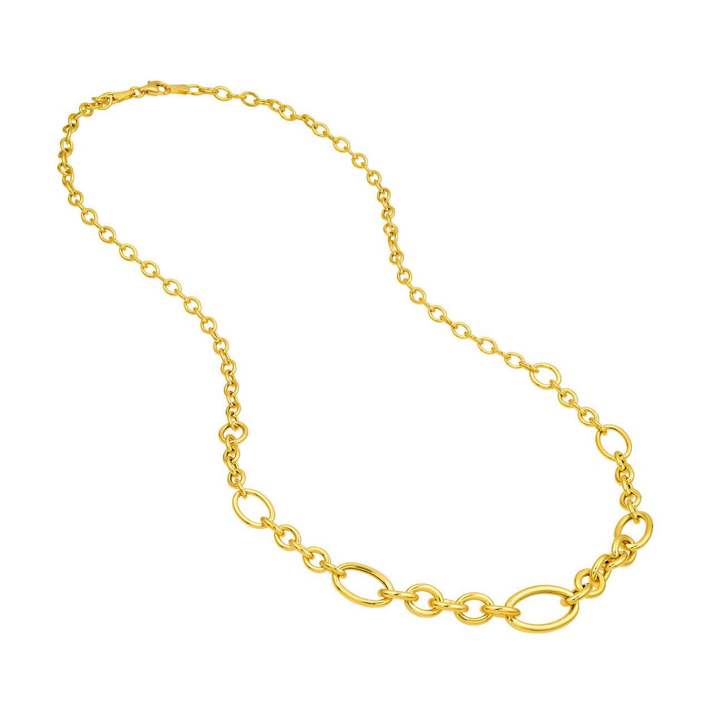 14K Gold Graduated Oval Chain Necklace