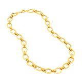 14K Gold Oval and Double Link Chain Necklace