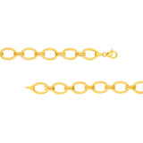 14K Gold Oval and Double Link Chain Necklace