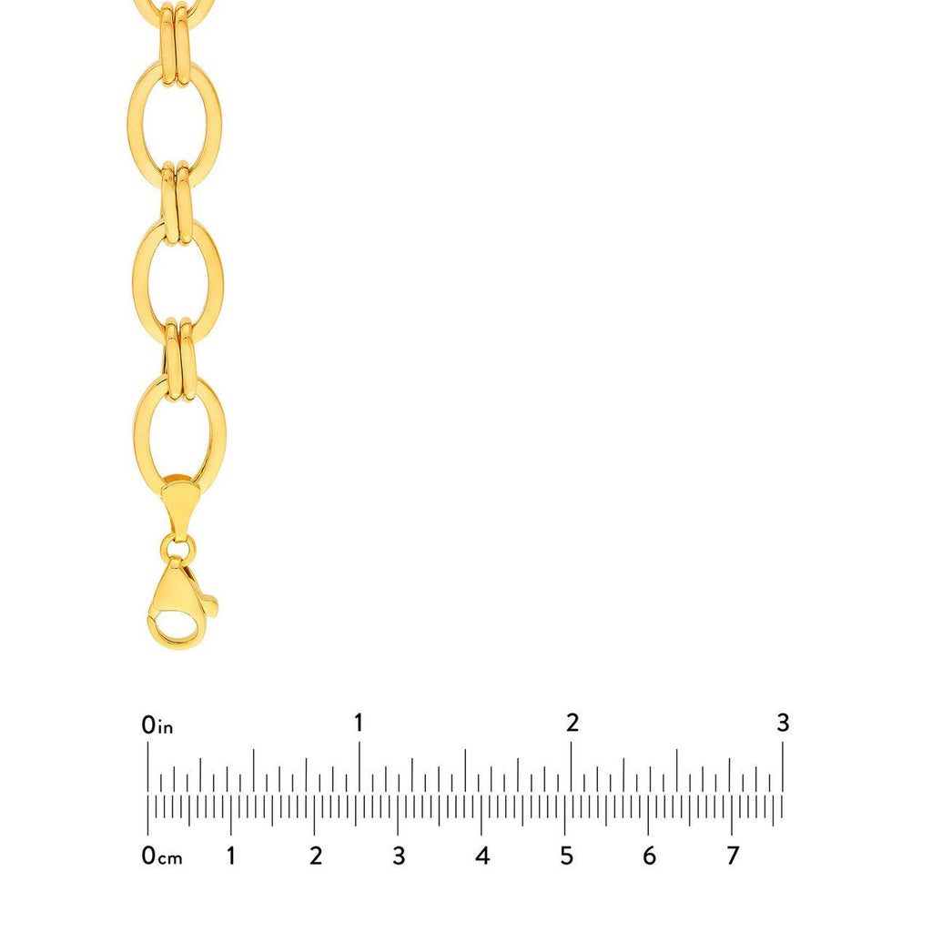14K Gold Oval and Double Link Chain Necklace