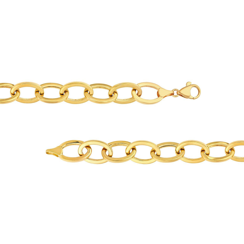 14K Gold Hollow Oval Link Bracelet