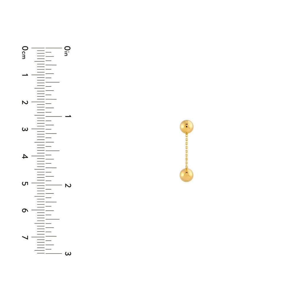 14K Gold Bead Dangle Earrings