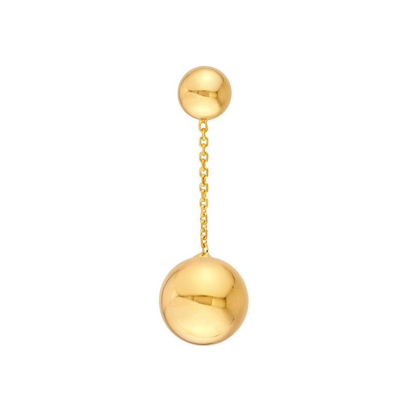 14K Gold Large Bead Dangle Earrings