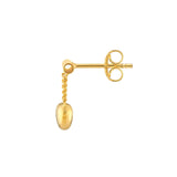 14K Gold Bar Dangling Puff Heart Earrings