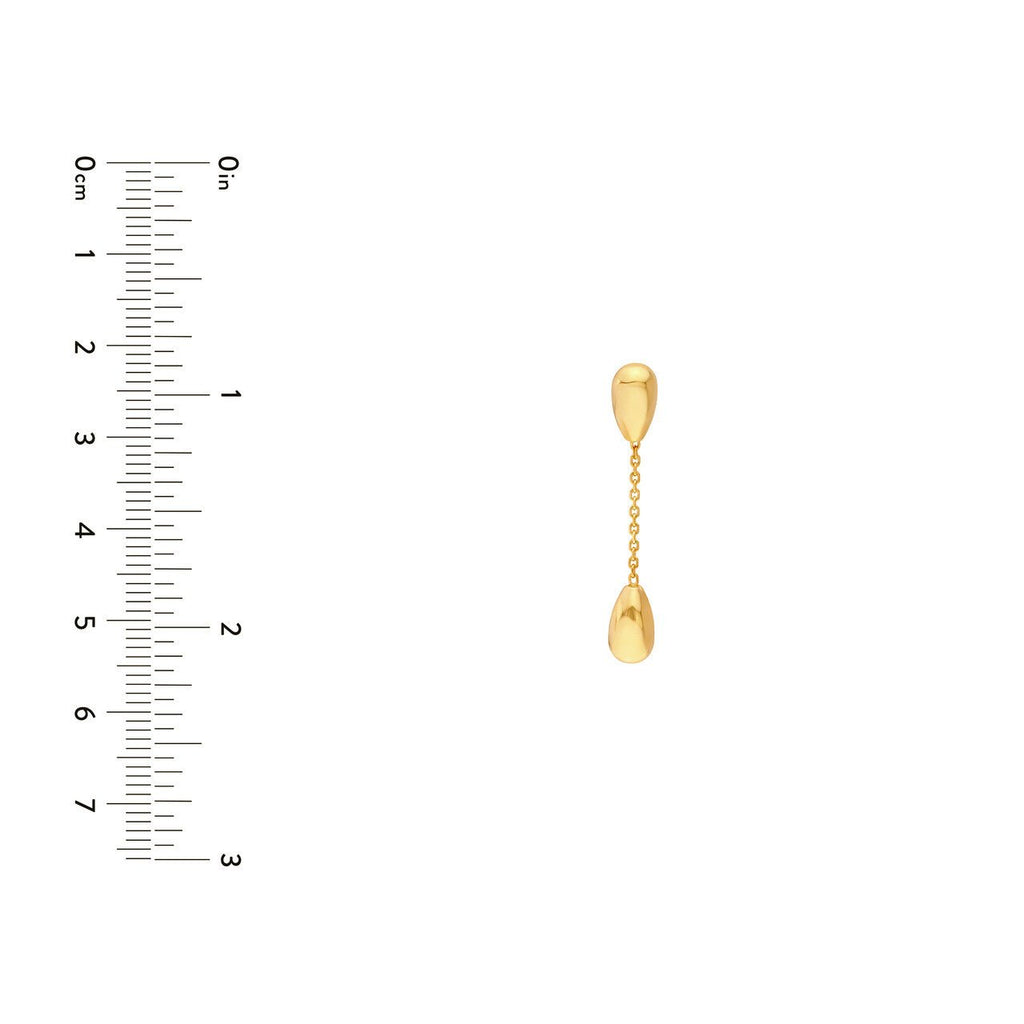 14K Gold Tear Drop Chain Dangle Earrings