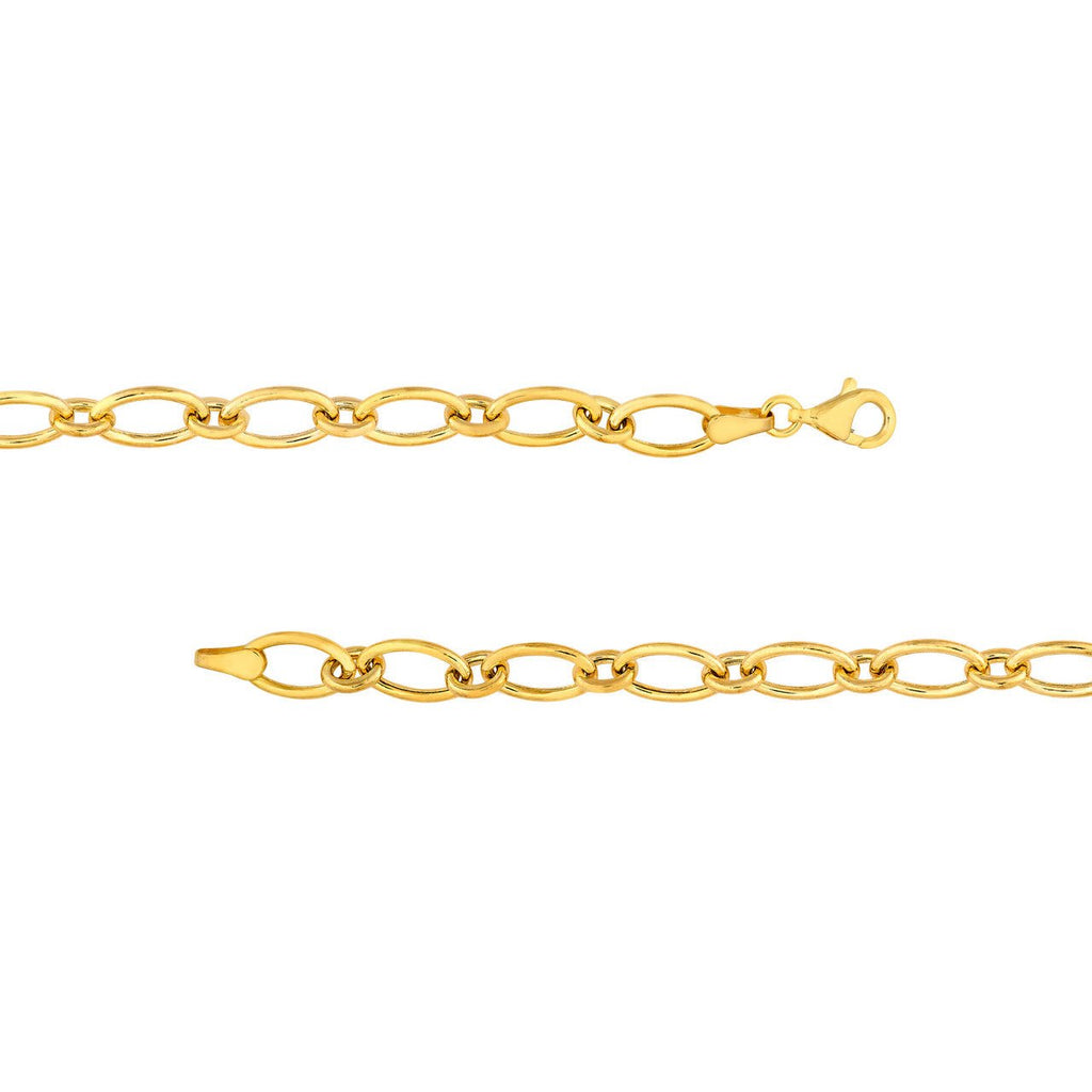 14K Gold Alternating Large and Small 1+1 Oval Bracelet