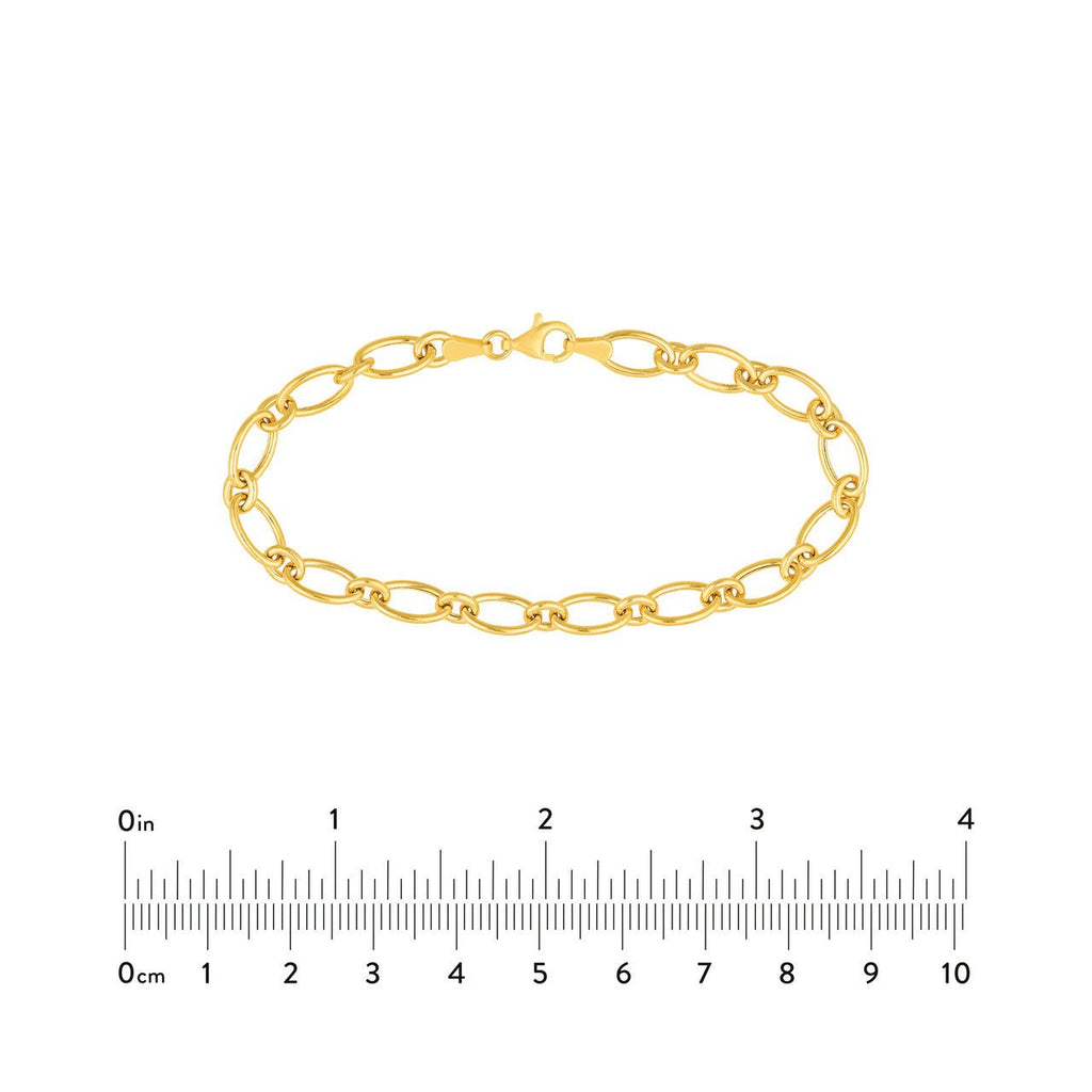 14K Gold Alternating Large and Small 1+1 Oval Bracelet