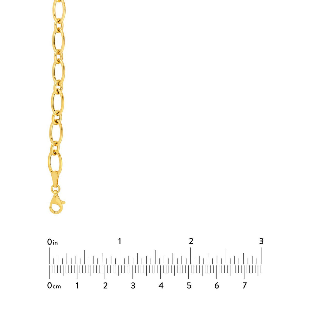 14K Gold Alternating Large and Small 1+1 Oval Necklace