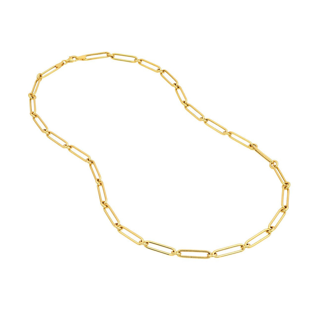 14K Gold Hollow Fancy Link Chain Necklace