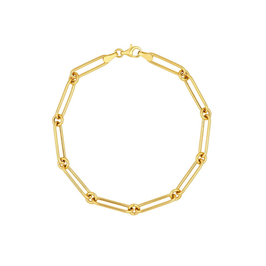 14K Gold Hollow Fancy Link Chain Bracelet