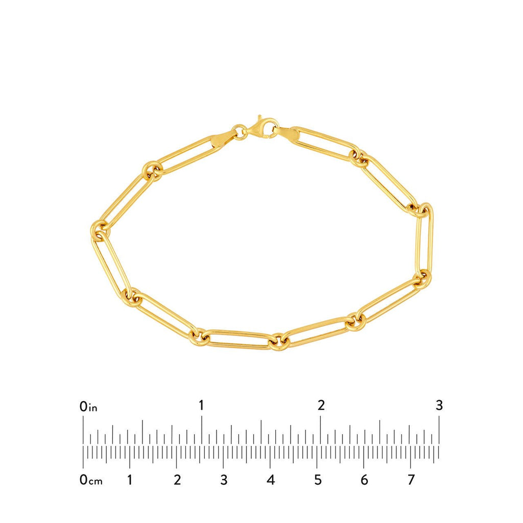 14K Gold Hollow Fancy Link Chain Bracelet