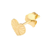 14K Gold Diamond Cut Heart Stud Earrings