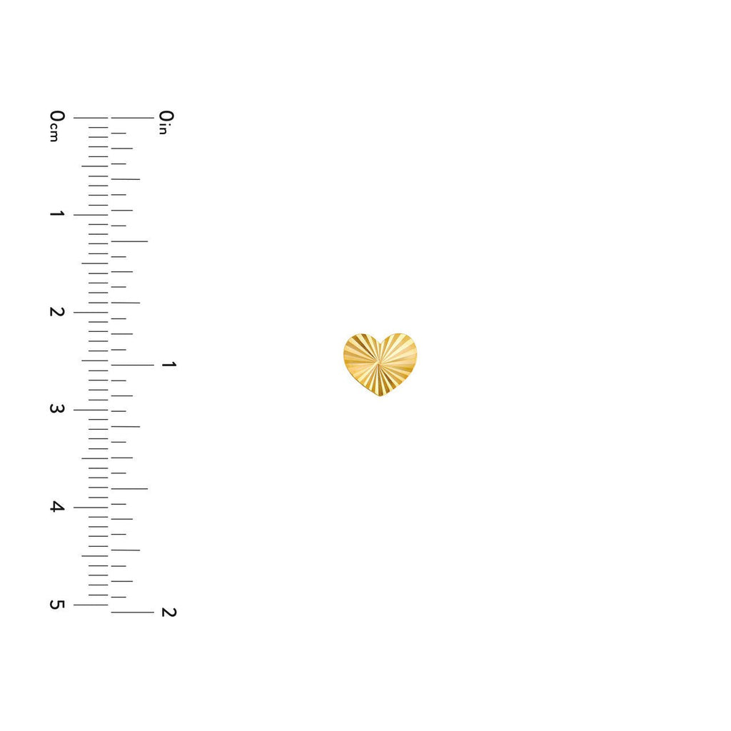 14K Gold Diamond Cut Heart Stud Earrings