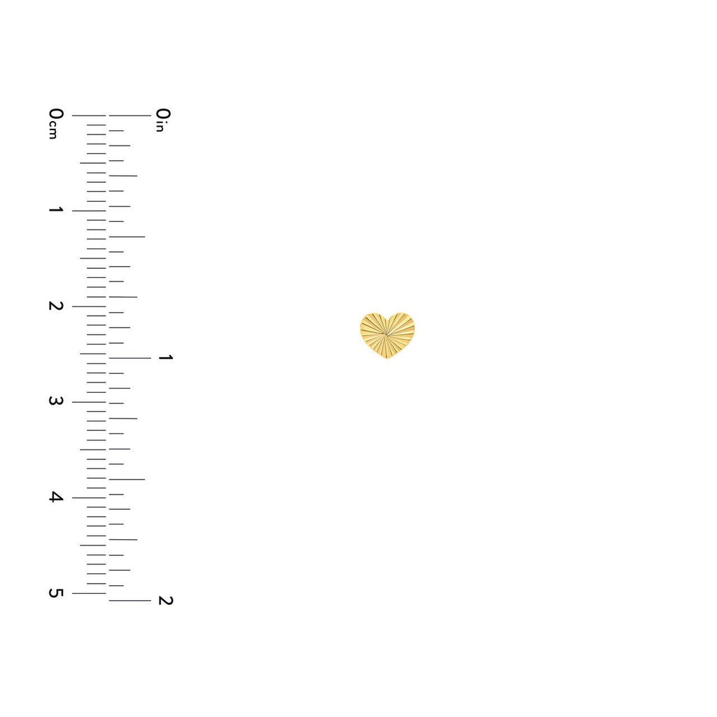 14K Gold Small Fluted Heart Stud Earrings