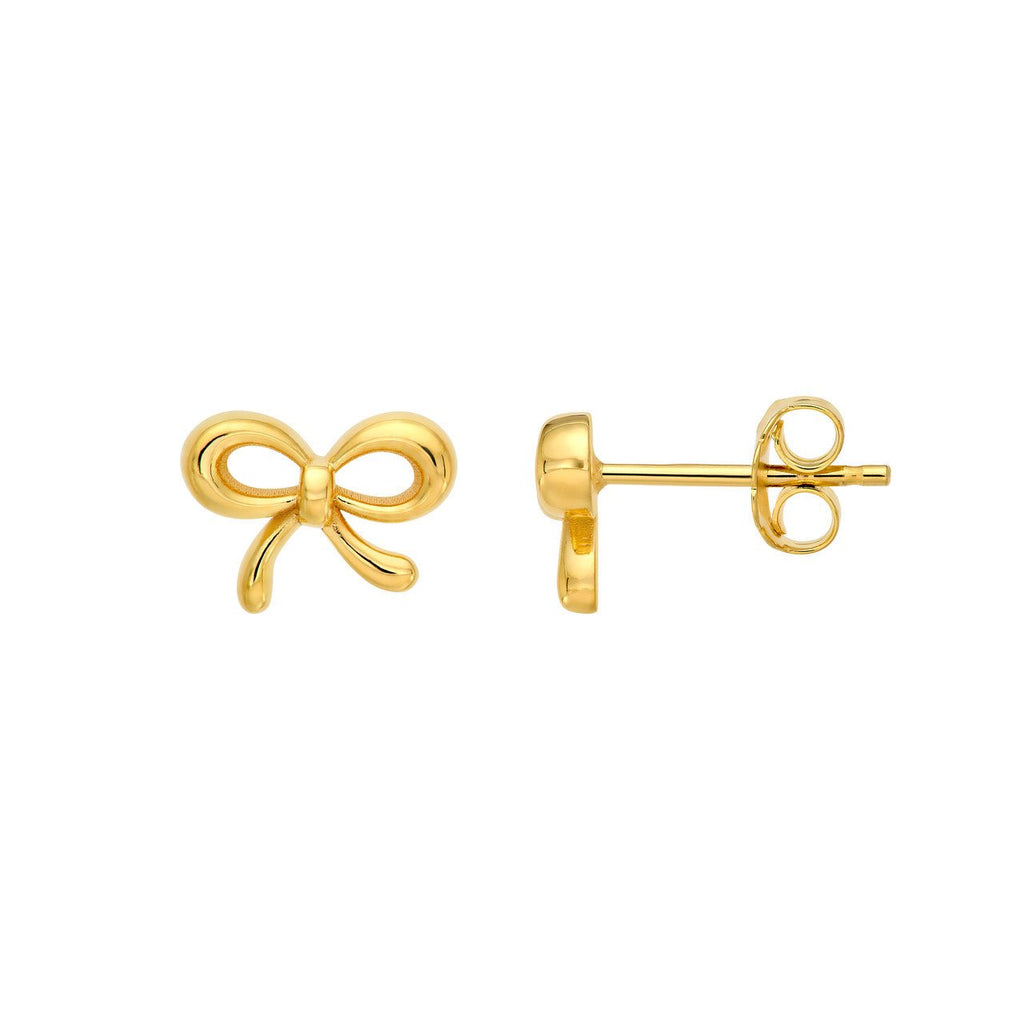 14K Gold Bowtie Stud Earrings