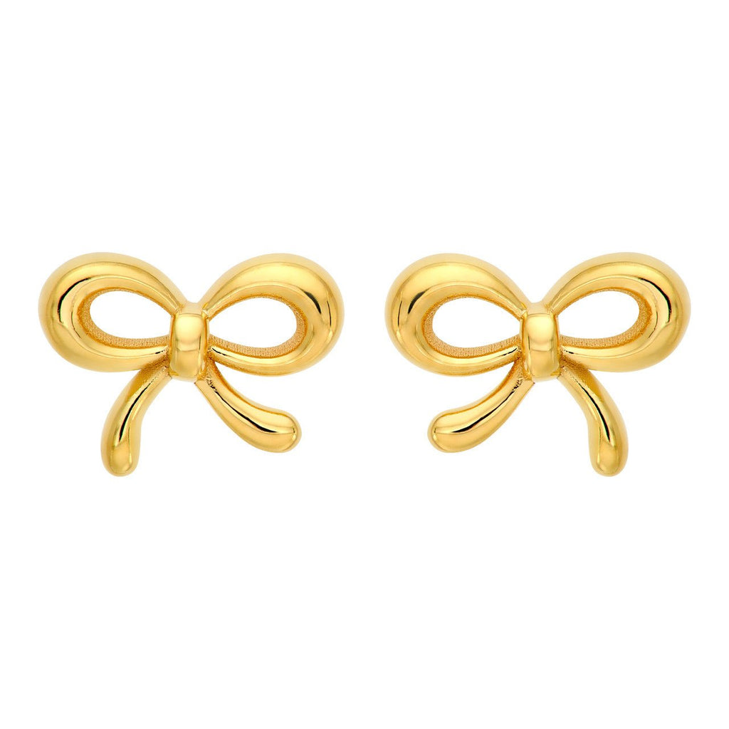 14K Gold Bowtie Stud Earrings