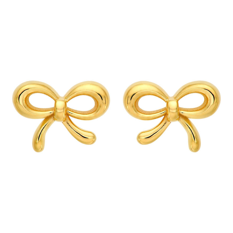 14K Gold Bowtie Stud Earrings