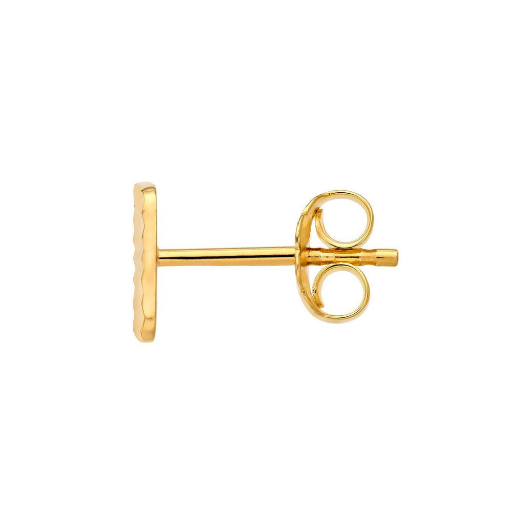 14K Gold Diamond Cut Square Stud Earrings