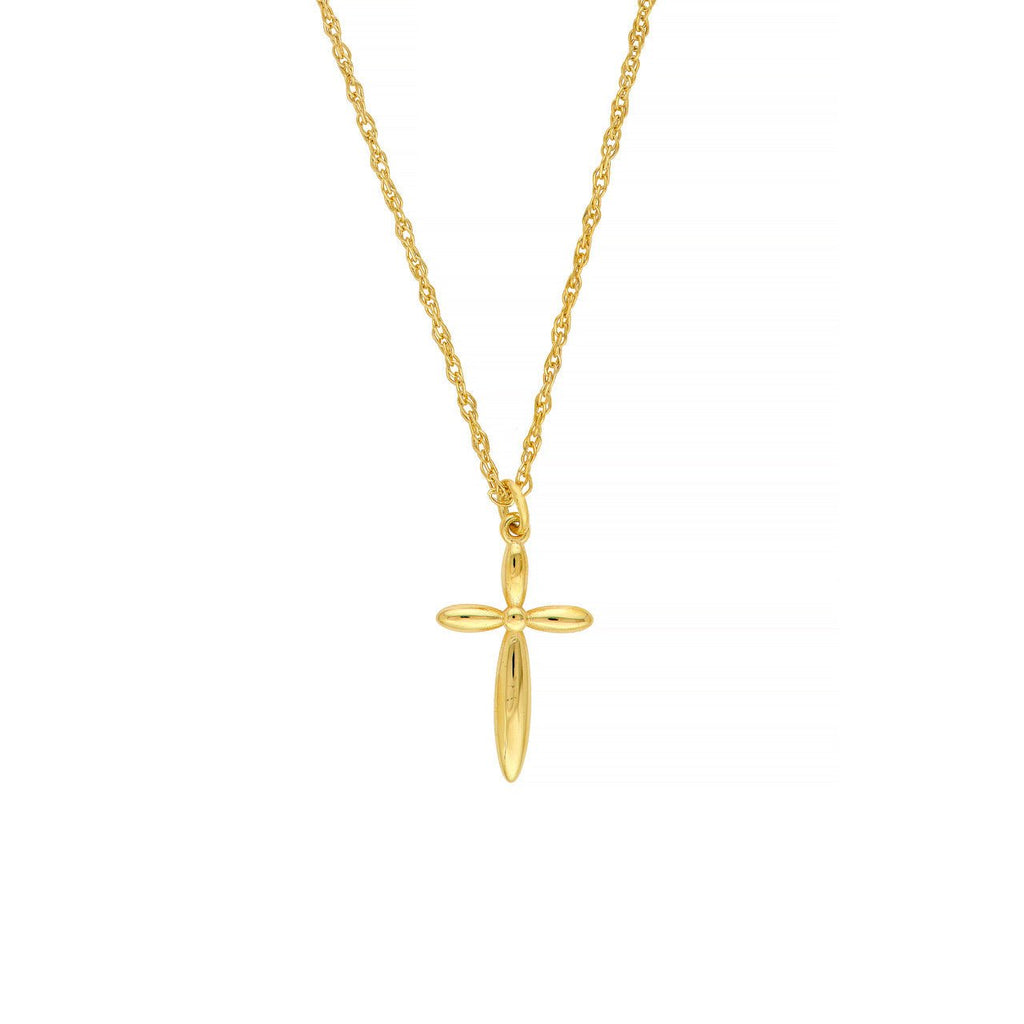 14K Gold Puffy Cross Pendant Necklace