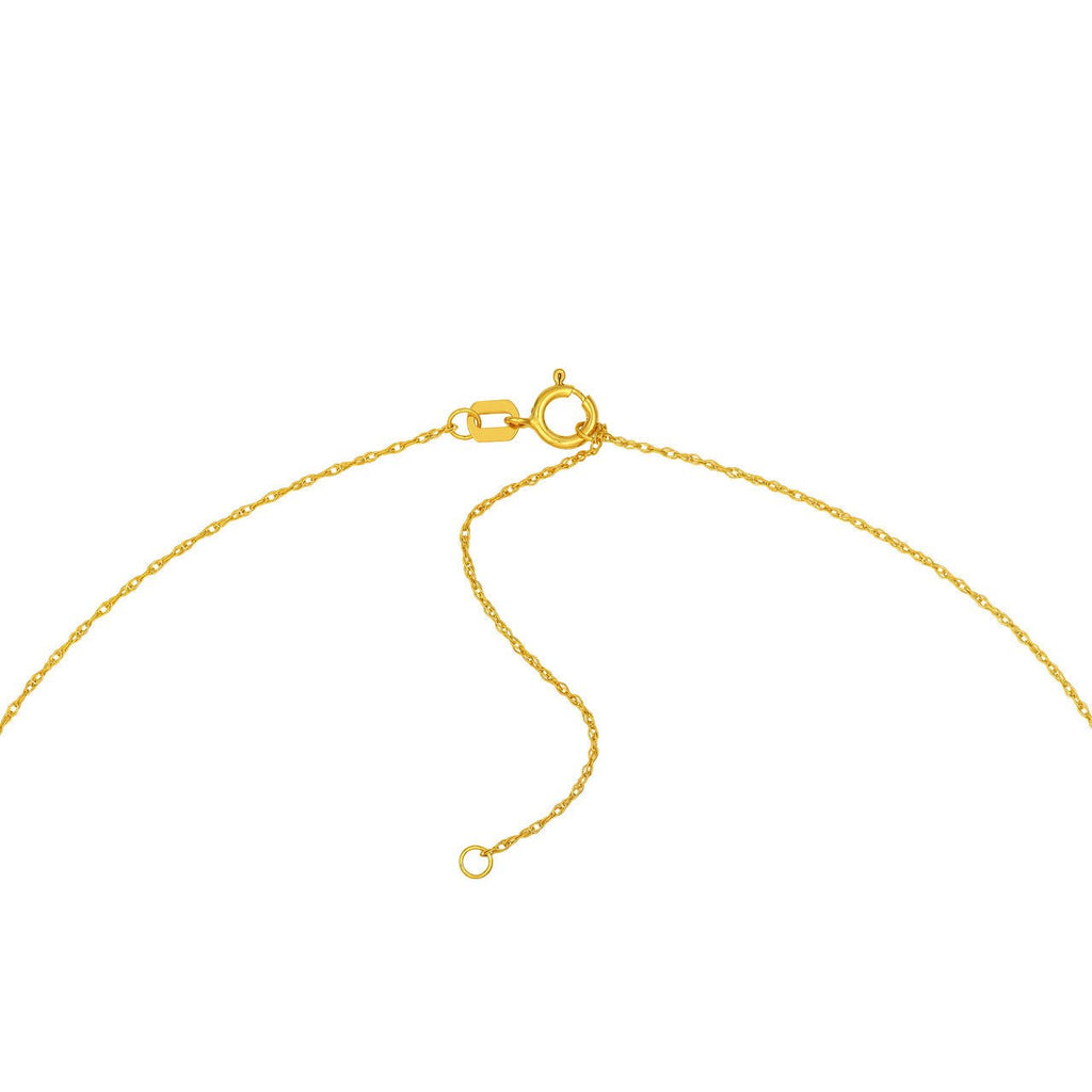 14K Gold Puffy East West Cross Pendant Necklace