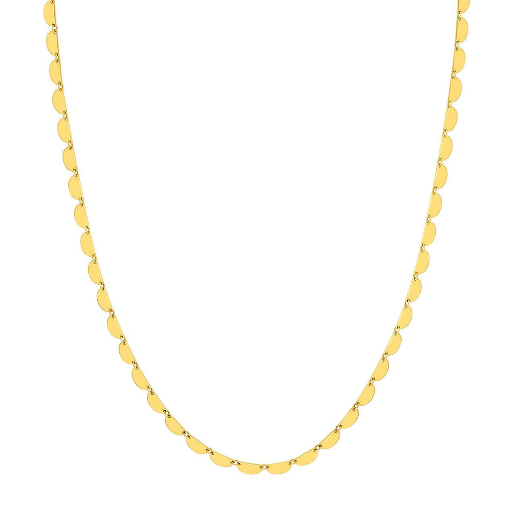 14K Gold Half Round Link Necklace