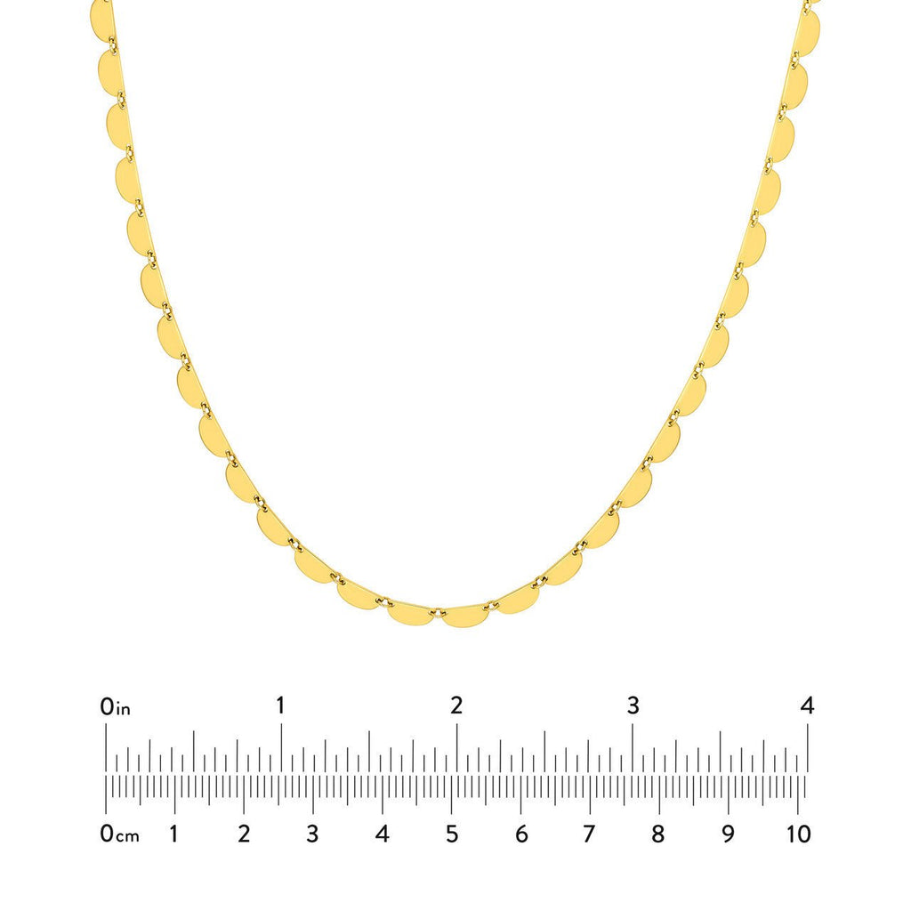 14K Gold Half Round Link Necklace