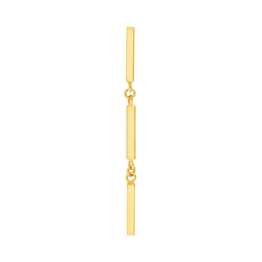 14K Gold Tri Bar Stud Earrings