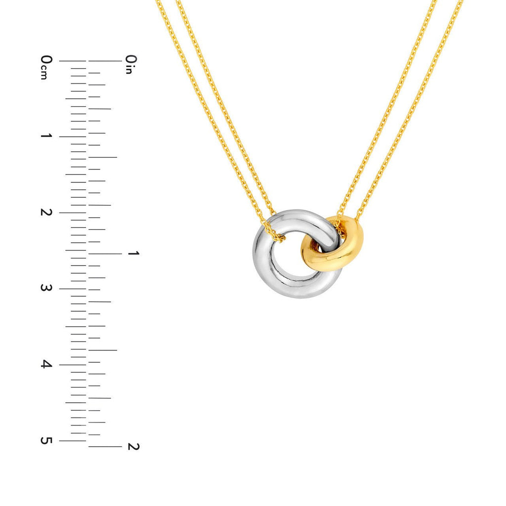 14K Two-Tone Gold Double Chain Linked Circle Necklace