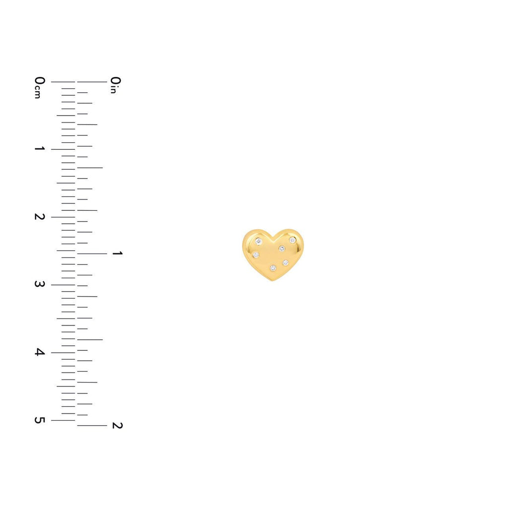 14K Gold Scattered Diamond Heart Stud Earrings
