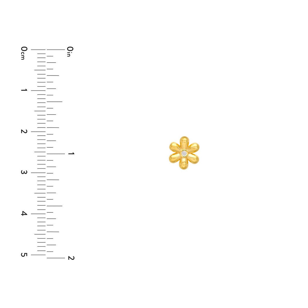 14K Gold Diamond Flower Stud Earrings