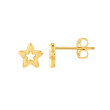 14K Gold Open Star Stud Earrings