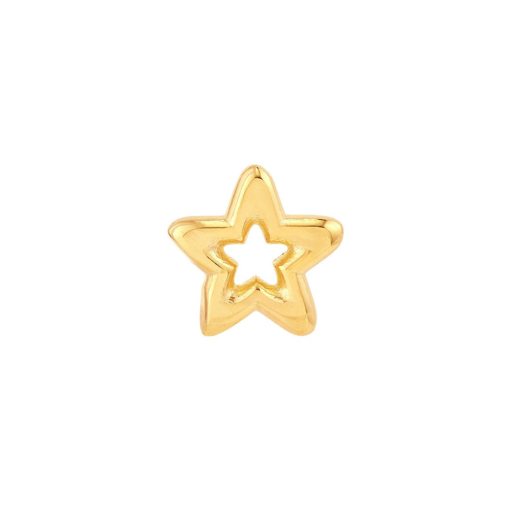 14K Gold Open Star Stud Earrings