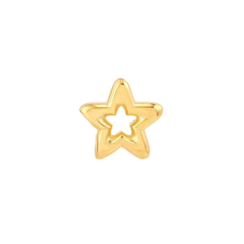14K Gold Open Star Stud Earrings