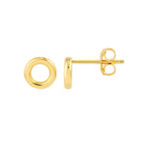 14K Gold Open Circle Stud Earrings