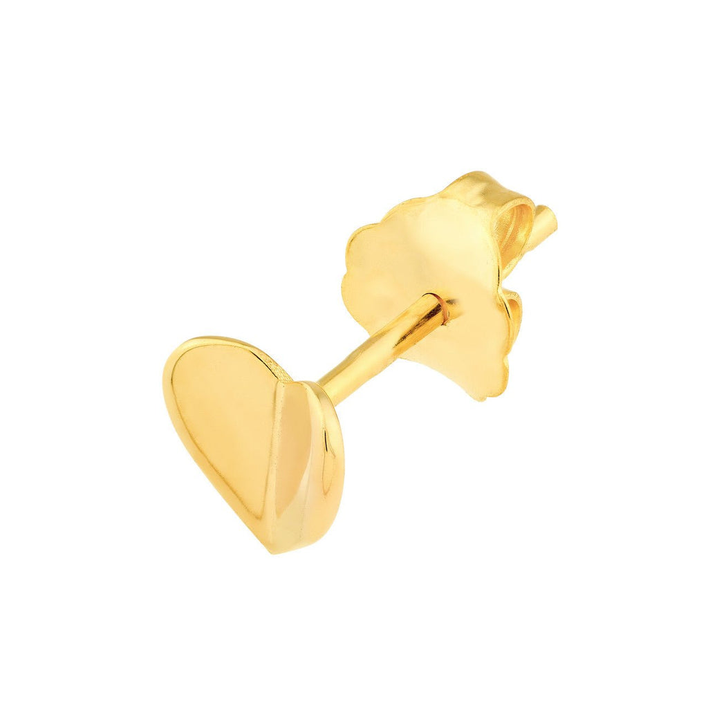 14K Gold 3D Folded Heart Stud Earrings
