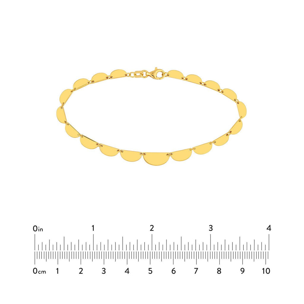 14K Gold Graduated Half Round Link Bracelet