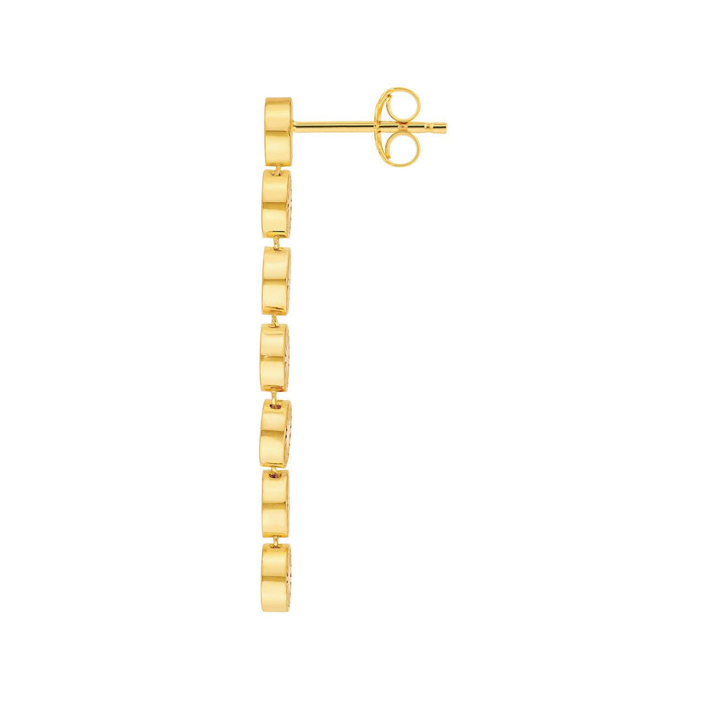 14K Gold Round Disc Dangle Earrings