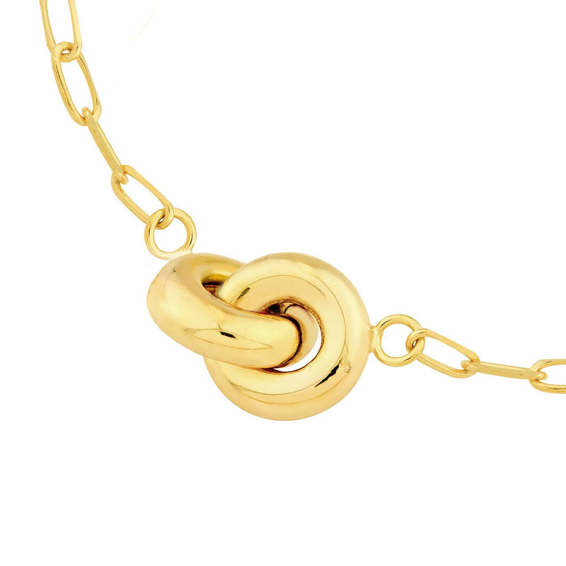14K Gold Mini Paper Clip and Knot Pendant Necklace
