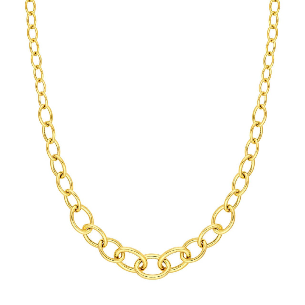 14K Gold Graduated Oval Link Necklace