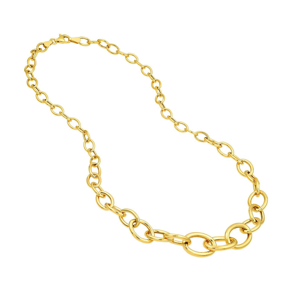 14K Gold Graduated Oval Link Necklace