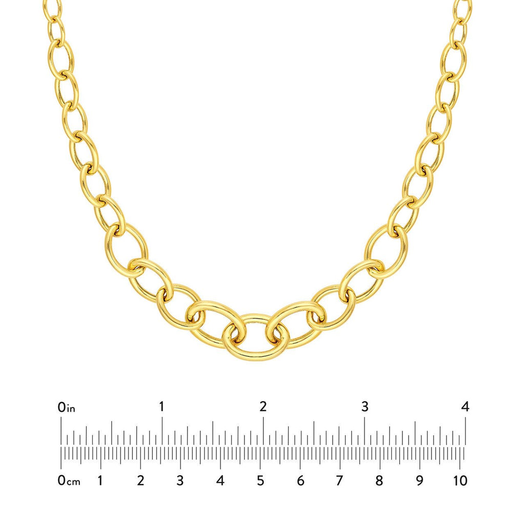 14K Gold Graduated Oval Link Necklace