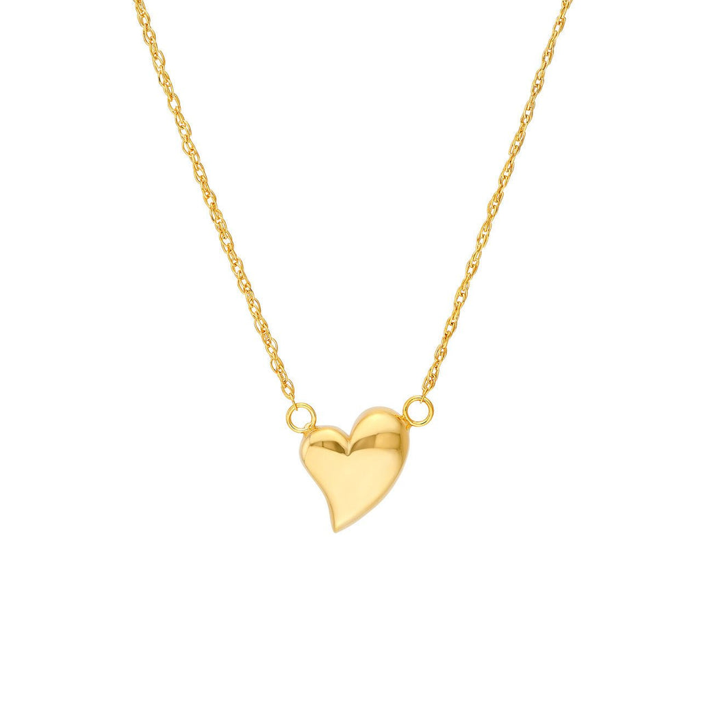 14K Gold Wavy Heart Pendant Necklace