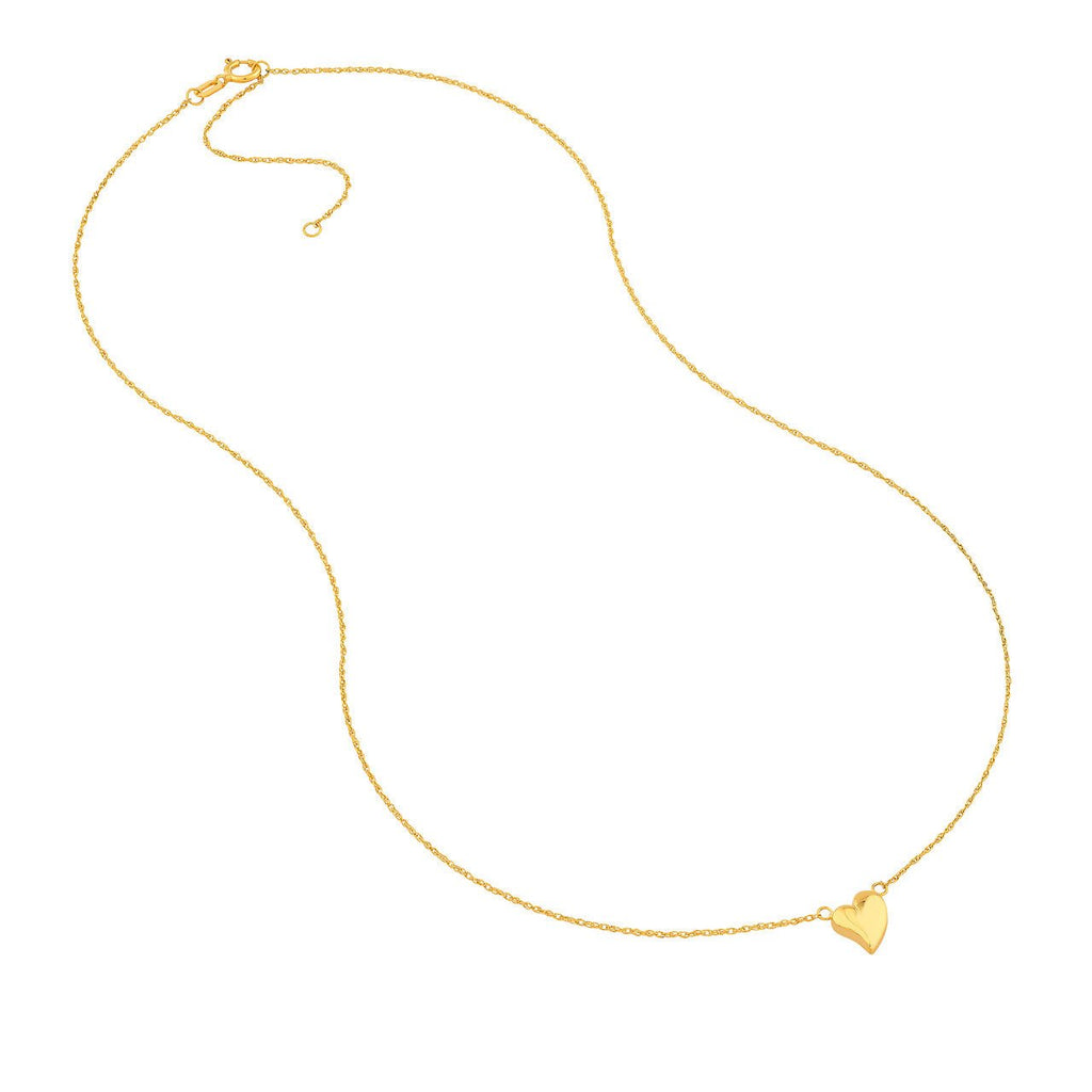 14K Gold Wavy Heart Pendant Necklace